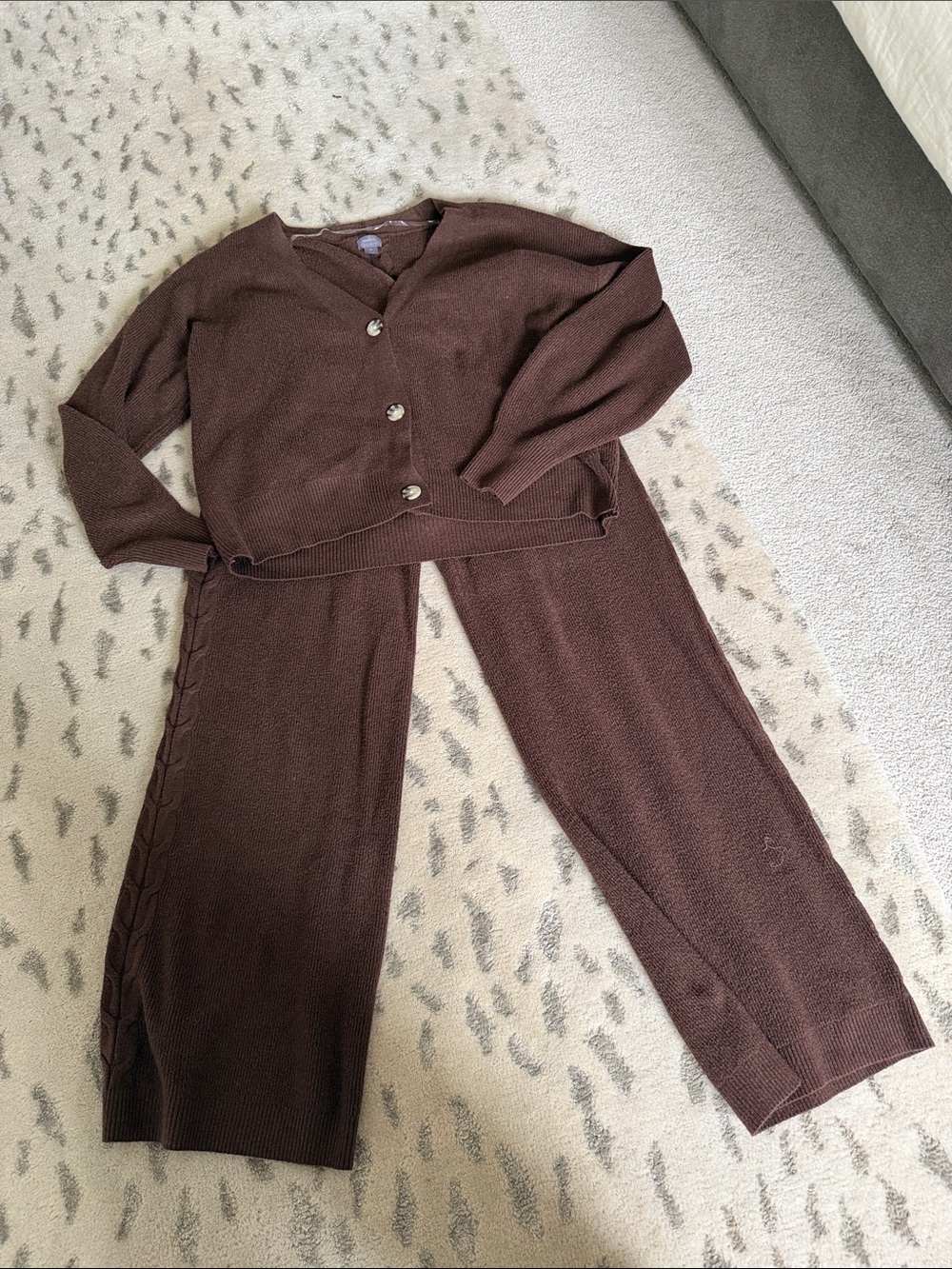Auden Cozy Wide-Leg Knit Pants in Chocolate Brown